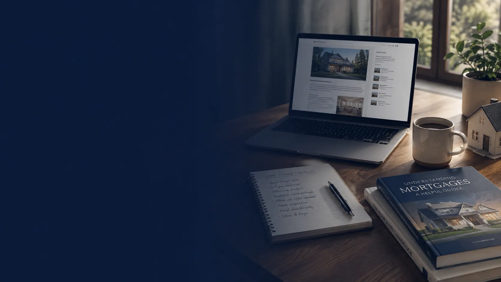 Desk with a laptop and mortgage documents